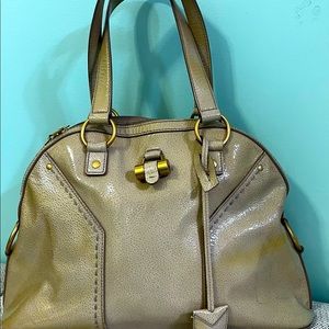 Yves Saint Laurent Muse Cream Patent Leather Purse